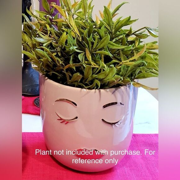 Pink Face Planter with Gold Accents 6inches - Picture 7 of 8